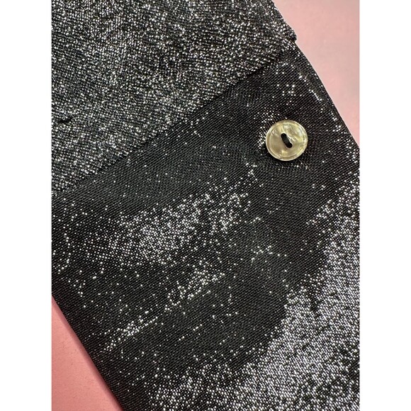 1990s-Y2K EYE CANDY Silver LUREX Glitter. Sparkle. Button Up Blouse. S-M. AS IS - Picture 5 of 8